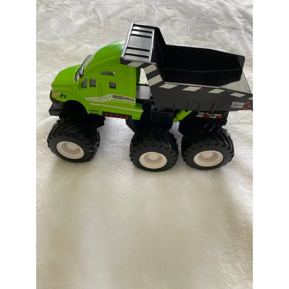 Earth Mover Dump Truck - Green Monster Construction Toy Motorized Friction Power